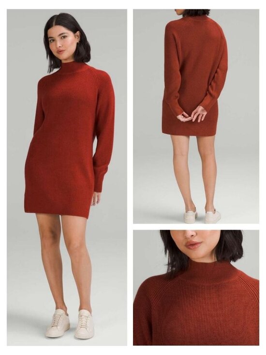 lululemon athletica Dresses & Skirts - LULULEMON Merino Wool-Blend Knit Dress Size 4 Cayenne